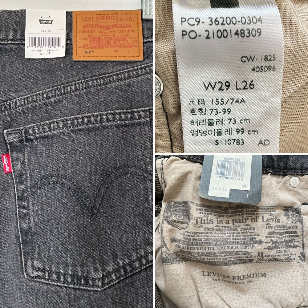 Levi's Premium 501 Crop Button Fly Straight Jeans 29 - Picture 11 of 11